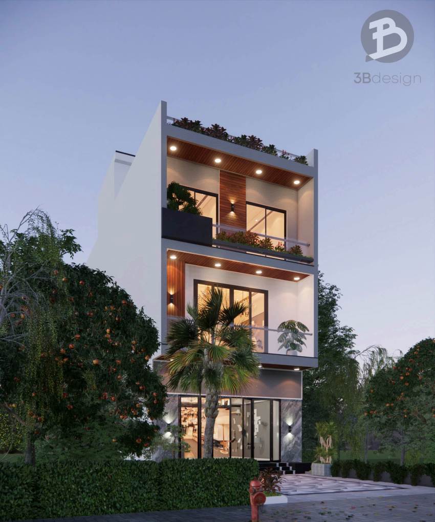 Nhà 3 tầng 7x20m hiện đại