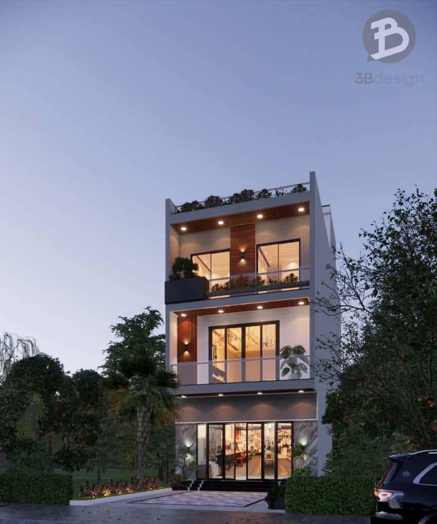 Phối cảnh mặt tiền nhà phố 7x20m