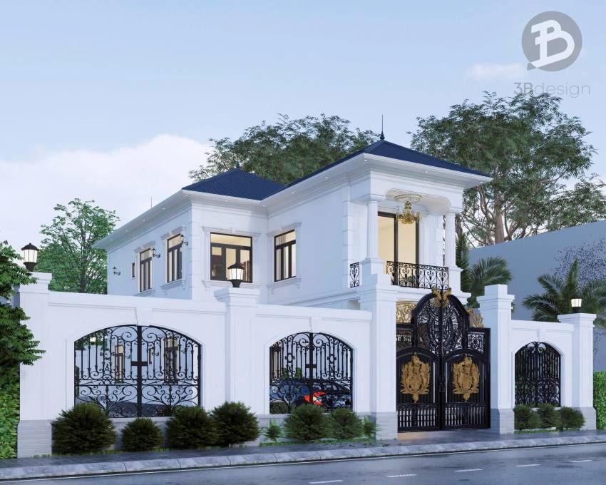 Phối cảnh nhà 2 tầng tân cổ điển