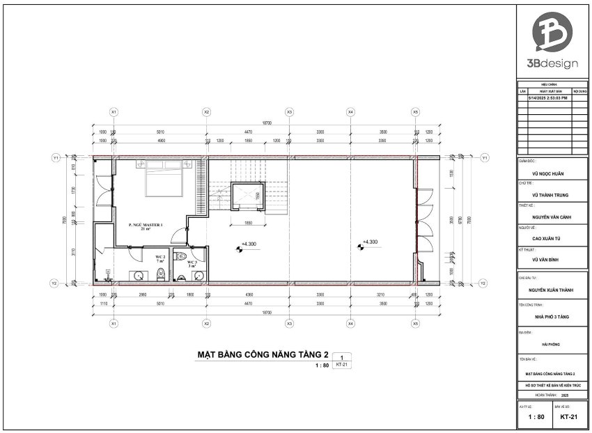 Thiết kế công năng tầng 2 nhà 7x20m