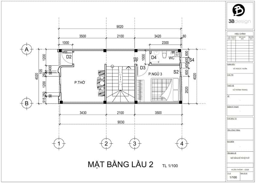 Thiết kế công năng tầng 3 nhà 40m2