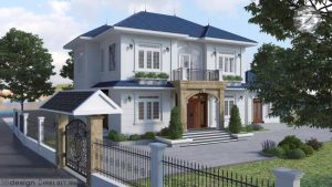 Mẫu thiết kế 2 tầng tân cổ điển mái nhật đẹp