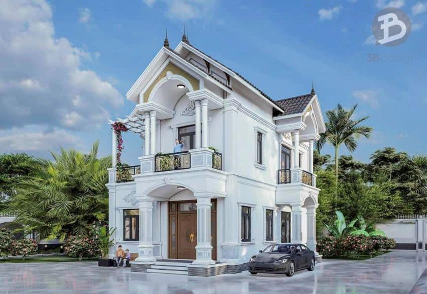 Mẫu thiết kế nhà 2 tầng mái Thái đẹp ở nông thôn