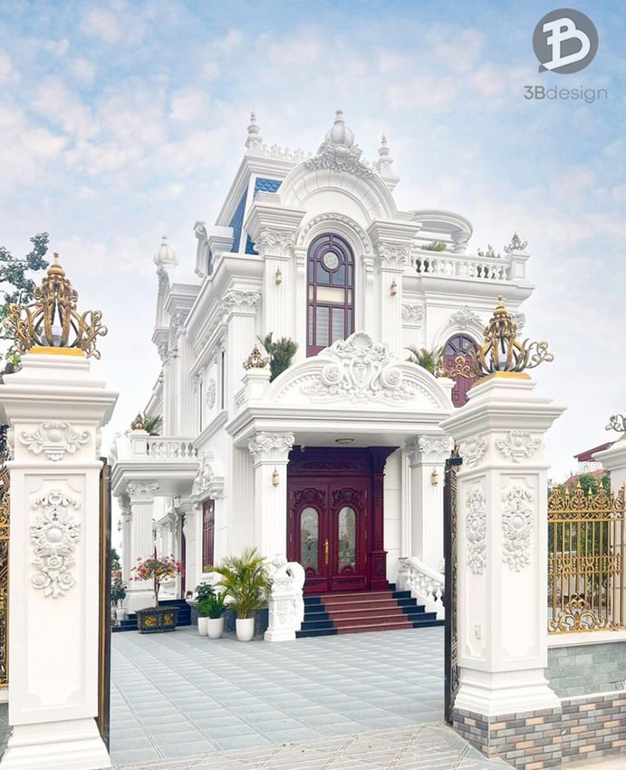 Thiết kế nhà 2 tầng tân cổ điển đẹp