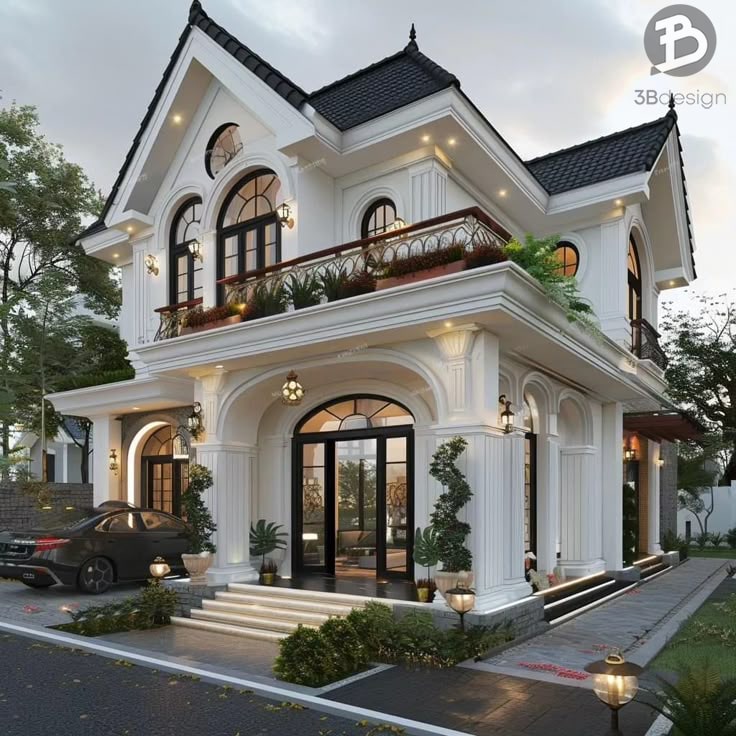 Thiết kế nhà 2 tầng tân cổ điển đẹp