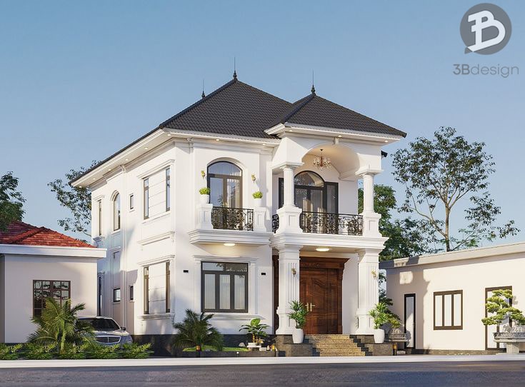 Thiết kế nhà 2 tầng tân cổ điển tiện nghi