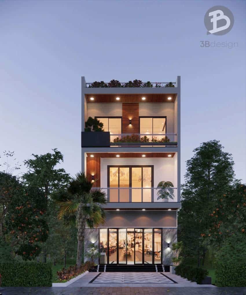 Thiết kế nhà phố 3 tầng 7x20m