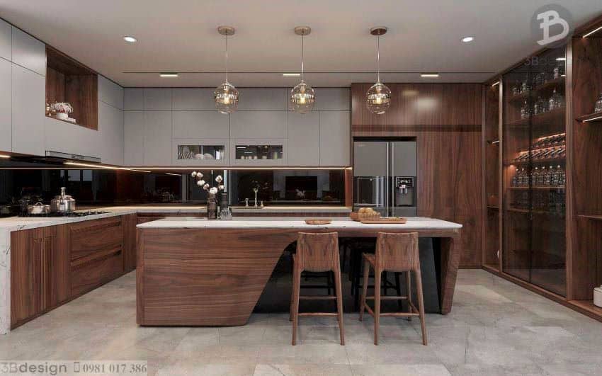 Mẫu thiết kế nội thất nhà phố gỗ tự nhiên đẹp tại Ninh Bình do 3BDesign thực hiện