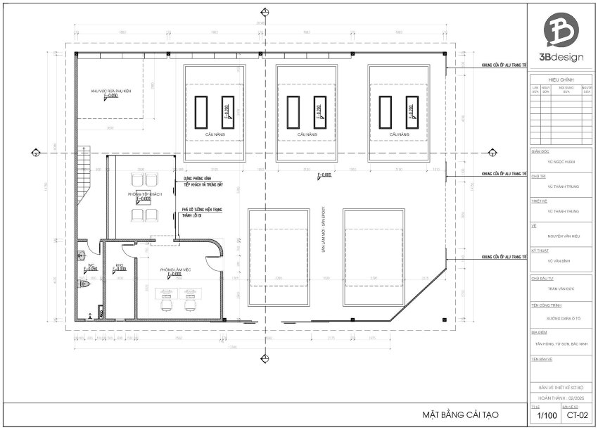 Mặt bằng xưởng chăm sóc ô tô