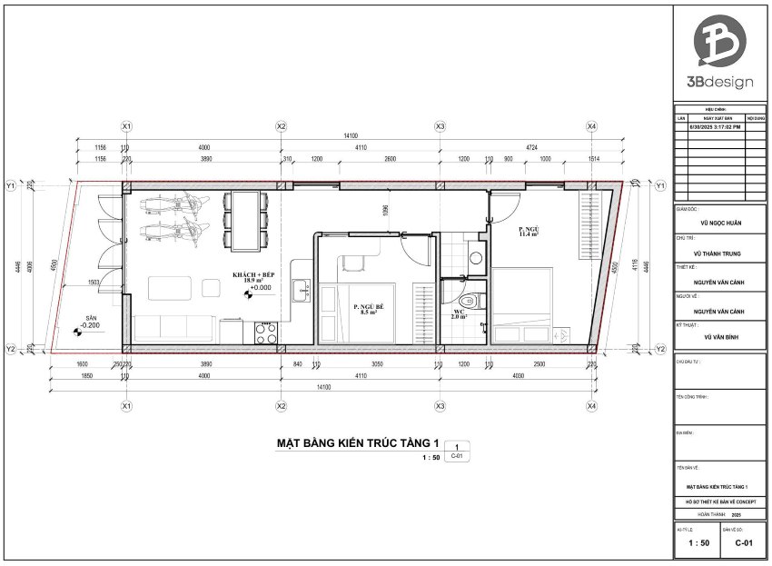 Thiết kế công năng nhà 60m2 2 ngủ