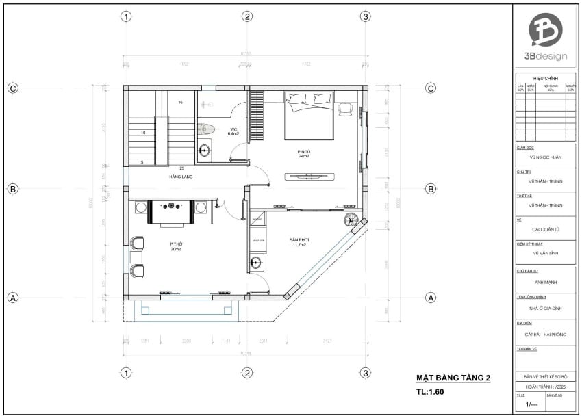 Công năng tầng 2 nhà 10x10m
