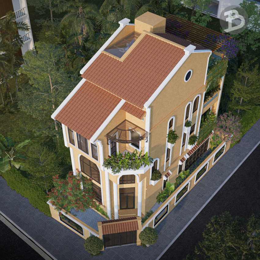 Kiến trúc nhà phong cách Indochine 6x15m