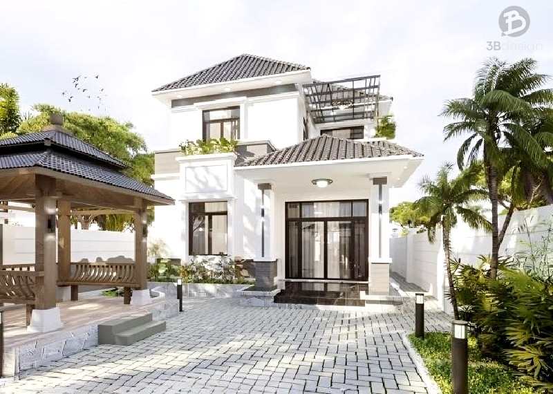 Mẫu thiết kế biệt thự 2 tầng mái Nhật đẹp