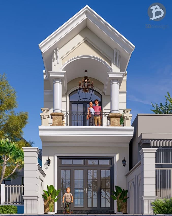 Mẫu nhà ống 2 tầng mái Thái đẹp