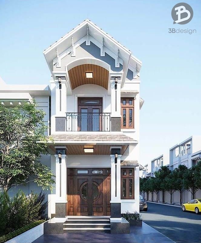 Thiết kế nhà phố 2 mặt tiền mái Thái
