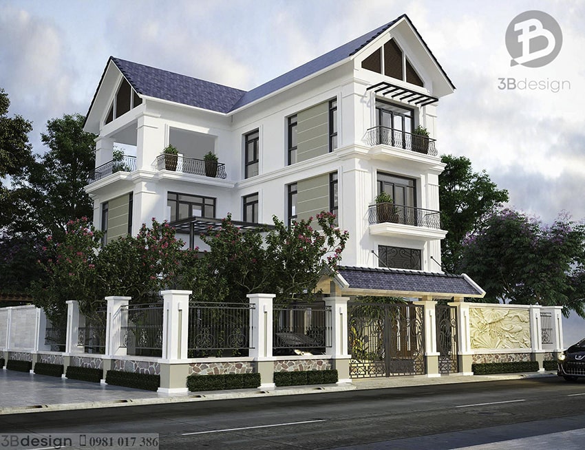 Mẫu thiết kế nhà mái Thái chữ L đẹp