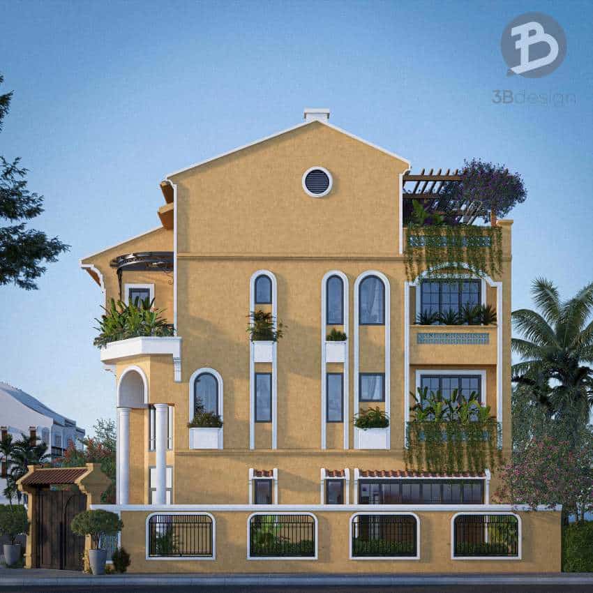 Phối cảnh mặt bên ngôi nhà