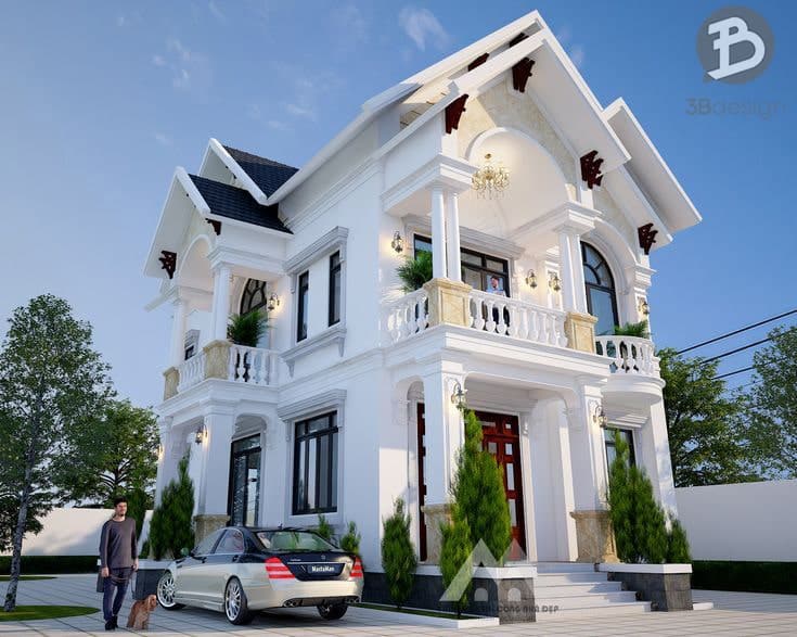 Thiết kế biệt thự 2 tầng mái Thái đẹp