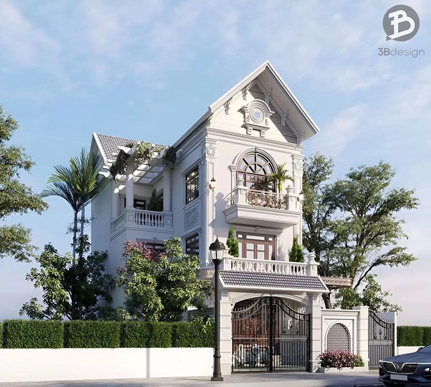 Thiết kế biệt thự 3 tầng mái Thái đẹp