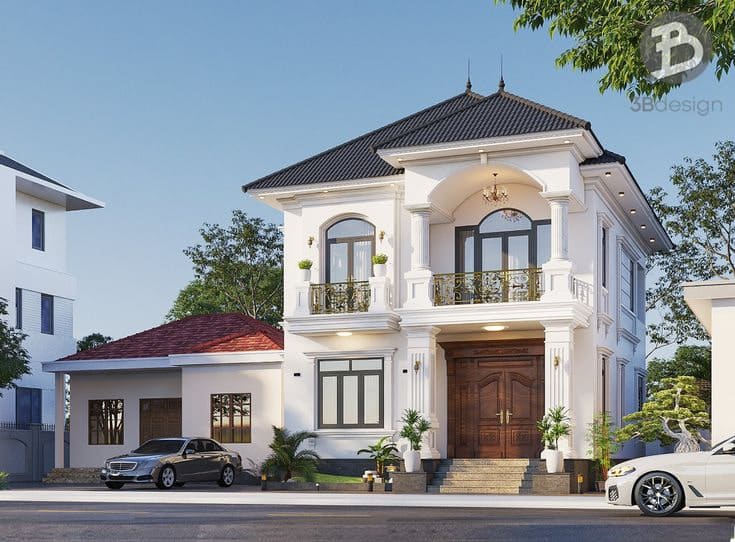 Thiết kế nhà 2 tầng mái Nhật tại Hưng Yên