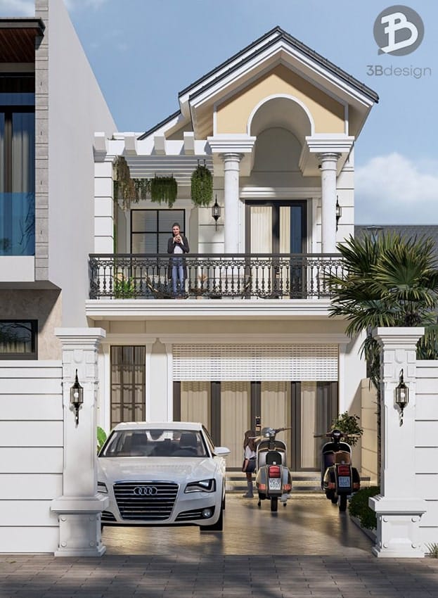 Mẫu thiết kế nhà 2 tầng hiện đại mái Thái