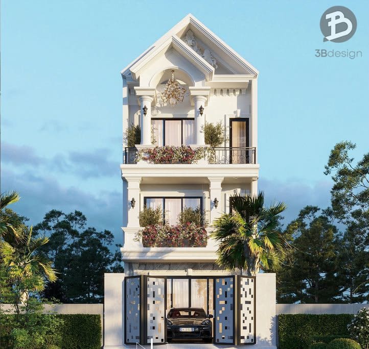 Thiết kế nhà 3 tầng mái Thái đẹp tiện nghi