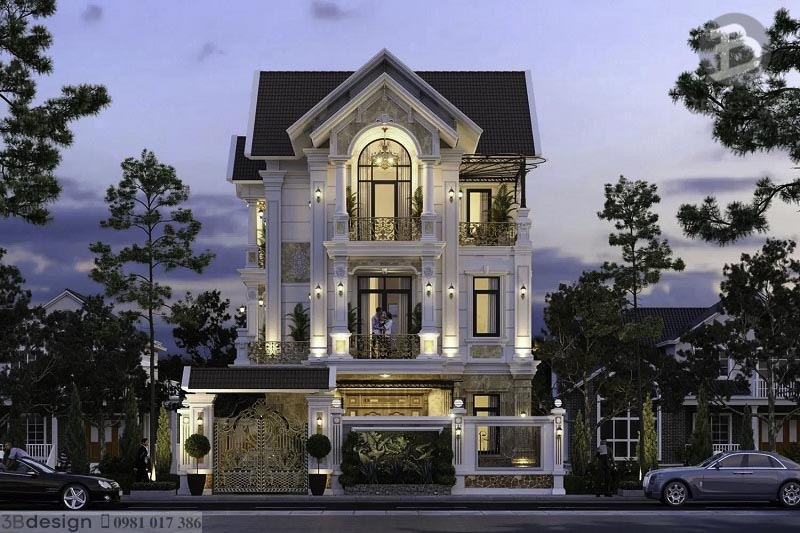 Thiết kế biệt thự tân cổ điển 3 tầng đẹp tại Ninh Bình