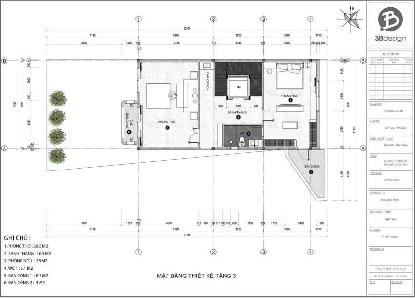 Mặt bằng công năng tầng 3