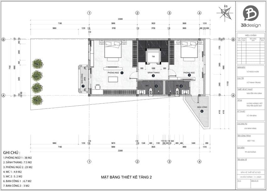Thiết kế công năng tầng 2