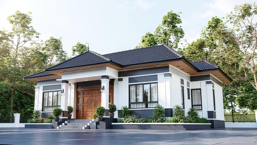 Biệt thự 1 tầng mái Nhật 3 phòng ngủ