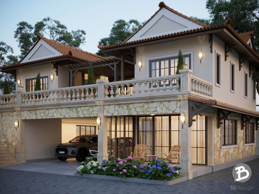 Phối cảnh biệt thự tam hợp viên
