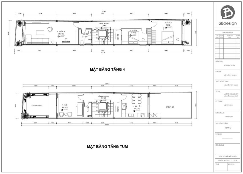 Mặt bằng các tầng sinh hoạt